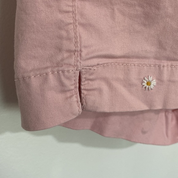 OLD NAVY EVERY DAY SHORTS Pink Embroidered Sunflowers Short Sz 10 - Picture 7 of 12